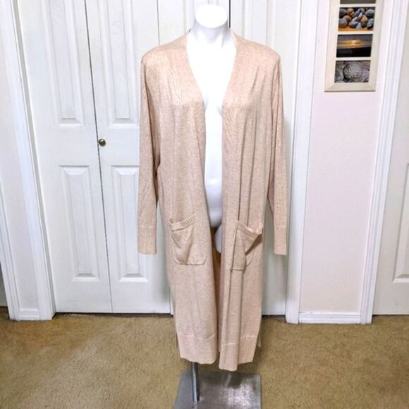 Isaac Mizrahi Sweaters - NWOT Isaac Mizrahi Women's Open Front Duster w/ Patch Pockets, Ribbed Cuffs
